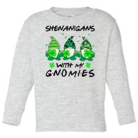 Shenanigans With My Gnomies Shamrock St Patricks Day Toddler Long Sleeve Shirt