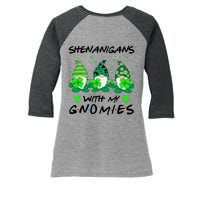 Shenanigans With My Gnomies Shamrock St Patricks Day Women's Tri-Blend 3/4-Sleeve Raglan Shirt