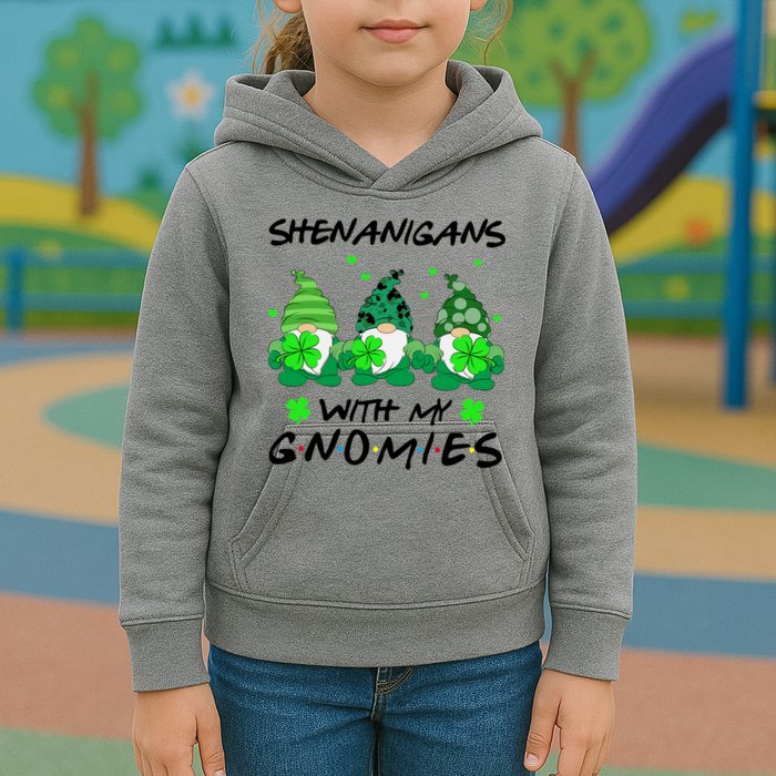 Shenanigans With My Gnomies Shamrock St Patricks Day Kids Hoodie