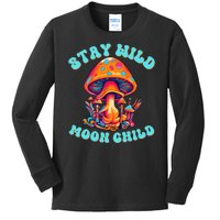 Stay Wild Moon Child Colorful TieDye Psychedelic Pop Culture LSD Magic Mushrooms Kids Long Sleeve Shirt