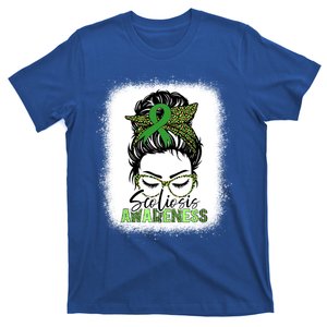 Scoliosis Warrior Messy Bun Bleached Scoliosis Awareness Gift T-Shirt