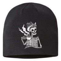 Skeleton Woman Mom Bun Coffee Funny Halloween Costume Women Sustainable Beanie