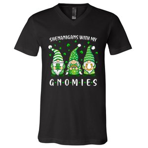 Shenanigans With My Gnomies St Patricks Day Gnome V-Neck T-Shirt