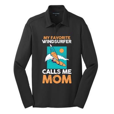 Surfing Windsurfing Mom Mother Windsurfer Cool Gift Silk Touch Performance Long Sleeve Polo