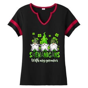 Shenanigans With My Gnomies St Patrick's Day Gnome Shamrock Ladies Halftime Notch Neck Tee