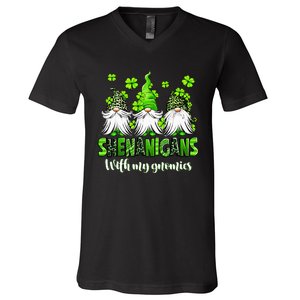 Shenanigans With My Gnomies St Patrick's Day Gnome Shamrock V-Neck T-Shirt