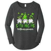 Shenanigans With My Gnomies St Patrick's Day Gnome Shamrock Women's Perfect Tri Tunic Long Sleeve Shirt