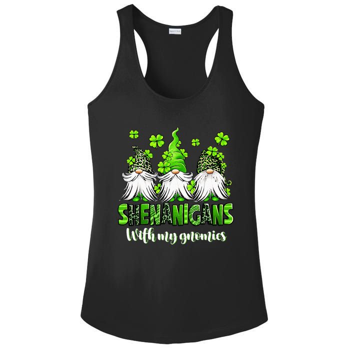 Shenanigans With My Gnomies St Patrick's Day Gnome Shamrock Ladies PosiCharge Competitor Racerback Tank