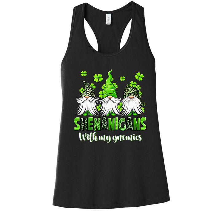 Shenanigans With My Gnomies St Patrick's Day Gnome Shamrock Women's Racerback Tank