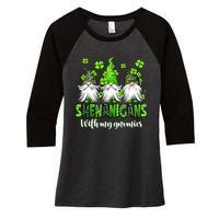 Shenanigans With My Gnomies St Patrick's Day Gnome Shamrock Women's Tri-Blend 3/4-Sleeve Raglan Shirt