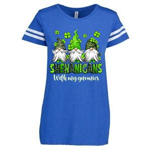 Shenanigans With My Gnomies St Patrick's Day Gnome Shamrock Enza Ladies Jersey Football T-Shirt