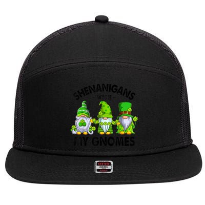 Shenanigans With My Gnomes Funny St Patrick's Day Crew 7 Panel Mesh Trucker Snapback Hat