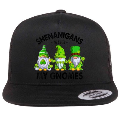 Shenanigans With My Gnomes Funny St Patrick's Day Crew Flat Bill Trucker Hat