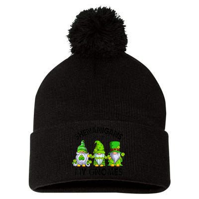 Shenanigans With My Gnomes Funny St Patrick's Day Crew Pom Pom 12in Knit Beanie