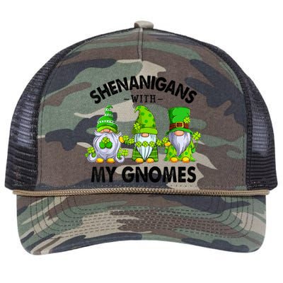 Shenanigans With My Gnomes Funny St Patrick's Day Crew Retro Rope Trucker Hat Cap