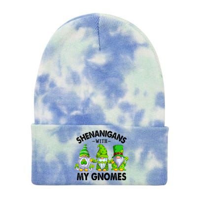 Shenanigans With My Gnomes Funny St Patrick's Day Crew Tie Dye 12in Knit Beanie