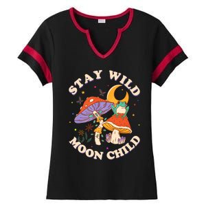 Stay Wild Moon Child Hippie Mushroom Nature Peace Ladies Halftime Notch Neck Tee