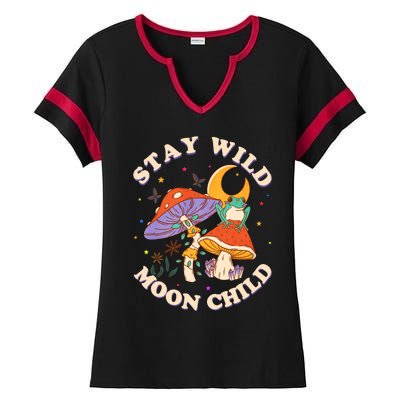 Stay Wild Moon Child Hippie Mushroom Nature Peace Ladies Halftime Notch Neck Tee