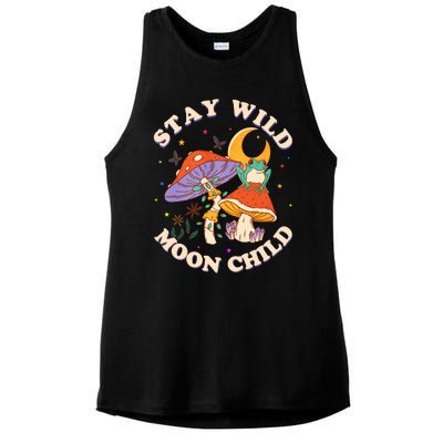 Stay Wild Moon Child Hippie Mushroom Nature Peace Ladies PosiCharge Tri-Blend Wicking Tank