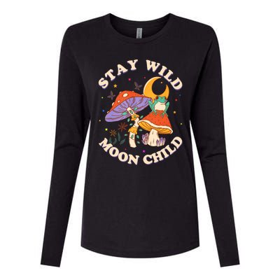 Stay Wild Moon Child Hippie Mushroom Nature Peace Womens Cotton Relaxed Long Sleeve T-Shirt