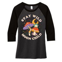 Stay Wild Moon Child Hippie Mushroom Nature Peace Women's Tri-Blend 3/4-Sleeve Raglan Shirt