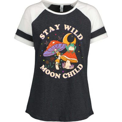 Stay Wild Moon Child Hippie Mushroom Nature Peace Enza Ladies Jersey Colorblock Tee