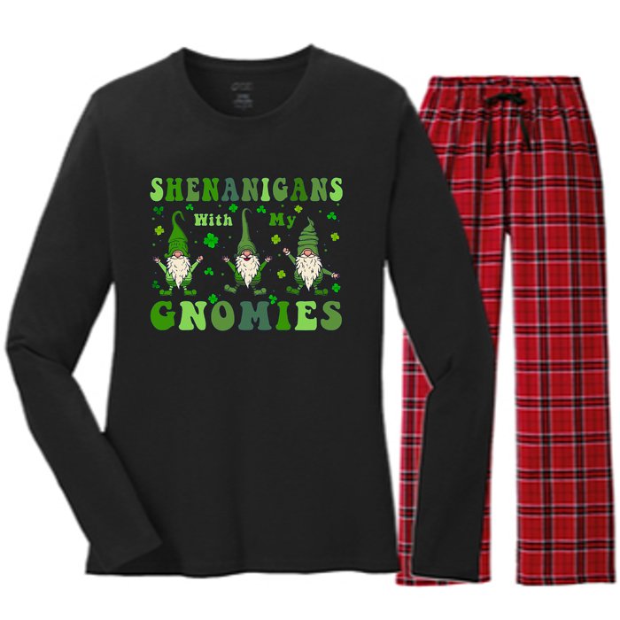 Shenanigans With My Gnomies Women's Long Sleeve Flannel Pajama Set 