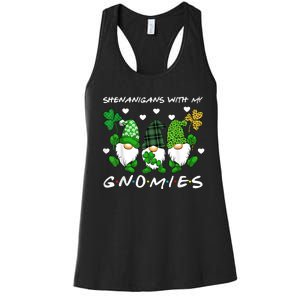 Shenanigans With My Gnomies St Patrick's Day Gnome Shamrock Women's Racerback Tank