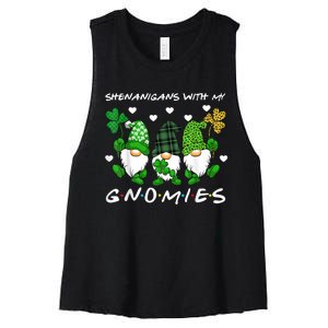 Shenanigans With My Gnomies St Patrick's Day Gnome Shamrock Women's Racerback Cropped Tank