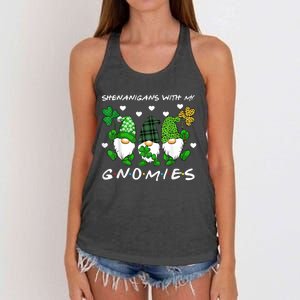 Shenanigans With My Gnomies St Patrick's Day Gnome Shamrock Women's Knotted Racerback Tank