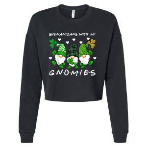 Shenanigans With My Gnomies St Patrick's Day Gnome Shamrock Cropped Pullover Crew