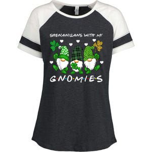 Shenanigans With My Gnomies St Patrick's Day Gnome Shamrock Enza Ladies Jersey Colorblock Tee