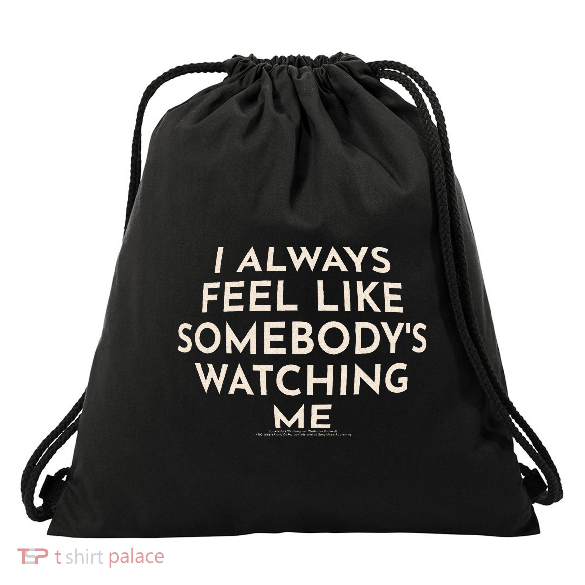 SomebodyS Watching Me Rockwell Lyrics Halloween Drawstring Bag