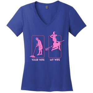 Sexy Witch My Wife Your Wife Halloween Husband Gift Women's V-Neck T-Shirt