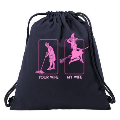 Sexy Witch My Wife Your Wife Halloween Husband Gift Drawstring Bag