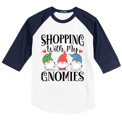 Shopping With My Gnomies Christmas Family Hanging Out Baseball Sleeve Shirt