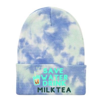 Save Water Milktea Milk Tea Lover Gift Tie Dye 12in Knit Beanie