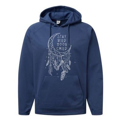 Stay Wild Moon Gift Child Dream Catcher Gift Performance Fleece Hoodie