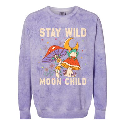 Stay Wild Moon Child And Mushroom Colorblast Crewneck Sweatshirt