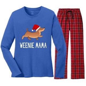 Santa Weenie Mama Dog Christmas Dachshund Cute Gift Women's Long Sleeve Flannel Pajama Set 