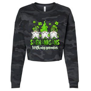 Shenanigans With My Gnomies St PatrickS Day Gnome Shamrock Cropped Pullover Crew