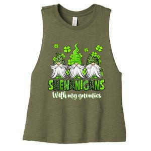 Shenanigans With My Gnomies St PatrickS Day Gnome Shamrock Women's Racerback Cropped Tank