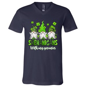 Shenanigans With My Gnomies St PatrickS Day Gnome Shamrock V-Neck T-Shirt