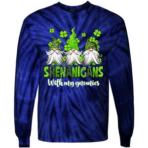 Shenanigans With My Gnomies St PatrickS Day Gnome Shamrock Tie-Dye Long Sleeve Shirt