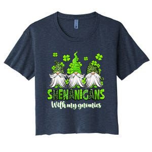 Shenanigans With My Gnomies St PatrickS Day Gnome Shamrock Women's Crop Top Tee