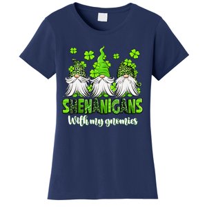 Shenanigans With My Gnomies St PatrickS Day Gnome Shamrock Women's T-Shirt