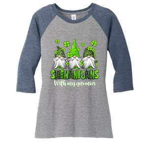 Shenanigans With My Gnomies St PatrickS Day Gnome Shamrock Women's Tri-Blend 3/4-Sleeve Raglan Shirt