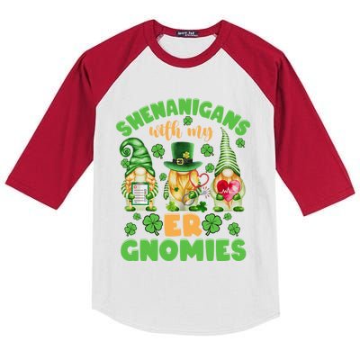 Shenanigans With My Er Gnomies St Patricks Day Nurse Gift Kids Colorblock Raglan Jersey