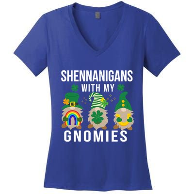 Shenanigans With My Gnomies St PatrickS Day Gnome Gnomies Gift Women's V-Neck T-Shirt