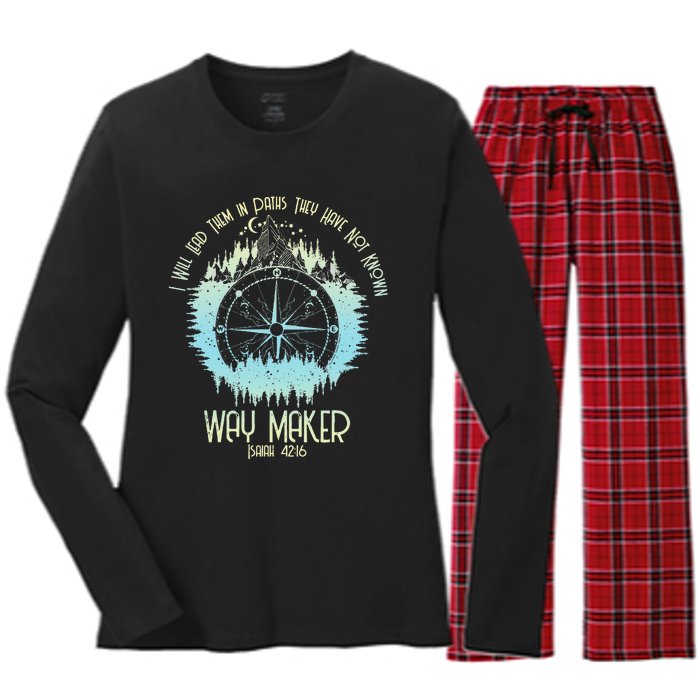 Spiritual Way Maker Bible Verse Christian Faith Way Maker Women's Long Sleeve Flannel Pajama Set 